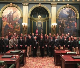 January 23, 2017 - Senator Yaw recognizes the Lewisburg High School Boys Soccer Team on the Senate Floor. The Green Dragons captured the 2016 PIAA Class AA boys’ soccer championship title defeating Quaker Valley High School, by a score of 1-0, last November at Hershey Park Stadium. 01/23/17