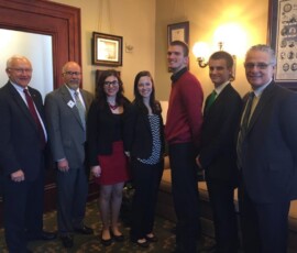 April 12, 2016 - President Kent Trachte, Dr. Dan Miller, Pat Marty & students from Lycoming College visit with Senator Yaw for AICUP's Student Aid Advocacy Day at the State Capitol. 04/12/16
