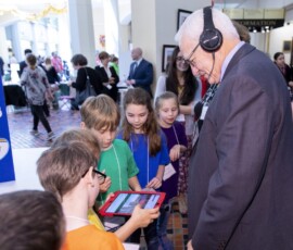 May 6, 2019 - Sen. Yaw meets with students from Montgomery SD and Loyalsock SD during the 2019 Student Technology Showcase. The showcase, located in the East Wing Rotunda of the Capitol Building in Harrisburg, is held annually to present legislators and the public with the opportunity to learn how teachers and students are integrating technology into K-12 classrooms across the Commonwealth. 05/06/19