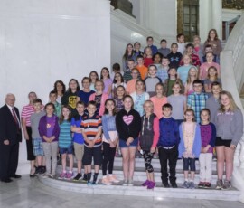 May 22, 2018 - Sen. Yaw joins students and teachers representing Wyalusing Valley Elementary School, Wyalusing Area School District, during their visit to the State Capitol Building. 05/22/18