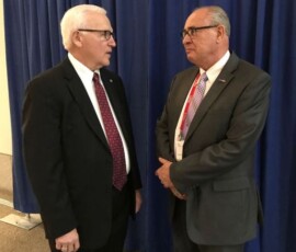 April 23, 2018 - Senator Yaw speaks with Marvin Meteer , Bradford County Supervisor, during the 2018 Pennsylvania State Association of Township Supervisors (PSATS) Legislative Reception in Harrisburg. 04/23/18