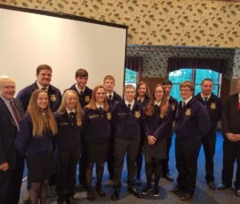 October 14, 2016 - Senator Yaw and Representative Fred Keller welcome FFA students from Mifflinburg High School to their annual ‘Breakfast Meeting on Agriculture.” 10/14/16