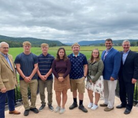 September 17, 2021 - Students from Montgomery Area High School are pictured with Senator Yaw and PA Secretary of Agriculture Russell Redding during Sen. Yaw’s annual “Breakfast Meeting on Agriculture” in Lycoming County. 09/17/21