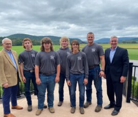 September 17, 2021 - Students from Montoursville Area High School are pictured with Senator Yaw and PA Secretary of Agriculture Russell Redding during Sen. Yaw’s annual “Breakfast Meeting on Agriculture” in Lycoming County. 09/17/21