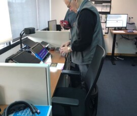 November 13, 2021 - While visiting North Central Sight Services in Williamsport, Sen. Yaw talked with Steven Floyd who provided some background on new vision products and tools for the blind or visually impaired. 11/13/21