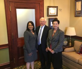 June 6, 2017 - Senator Yaw meets with Doreen Secor, Towanda Area School District and Kathy Ciaciulli, Southern Tioga School District, for PA Association of School Business Officials Legislative Day at the State Capitol. 06/06/17