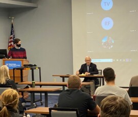 October 28, 2020 - Sen. Gene Yaw (R-23) on Wednesday spoke with Student Government Association (SGA) leaders on the campus of the Pennsylvania College of Technology in Williamsport on the importance of voting and civic engagement. 10/28/20