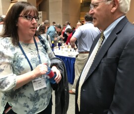 April 27, 2017 - Senator Yaw speaks with Jodi Willow, Gregg Township, Union County during the annual PSATS Legislative Reception at the Commonwealth Keystone Building. 04/24/17
