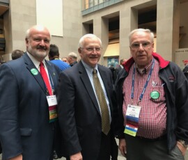 April 24, 2017 - Senator Yaw speaks with Dave Sanko, Executive Director, PSATS & Jim Surfield, Susquehanna Township, Lycoming County during the annual PSATS Legislative Reception at the Commonwealth Keystone Building. 04/24/17