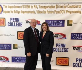 October 10, 2017 - Senator Yaw joins Pennsylvania Department of Transportation Secretary Leslie S. Richards during a visit at the Williamsport/Lycoming Chamber of Commerce. 10/10/17