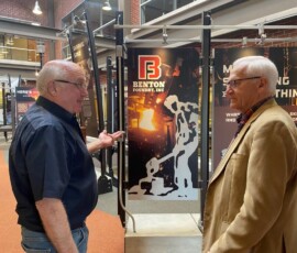 May 4, 2021 - State Sen. Gene Yaw toured Benton Foundry’s state-of-the-art, automated facility, which pours 170 tons of iron daily and anticipates being able to increase its capacity to up to 225 tons after expanding. The list of customers who buy iron castings from the Benton Foundry is long and prestigious. It includes NASA, John Deere, Troy-Bilt and Disney, just to name a few. 05/04/21