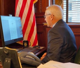 January 27, 2021 - Pennsylvania State Sen. Gene Yaw presents a Senate citation to SRBC in recognition of the Commission’s 50th Anniversary. 01/27/21