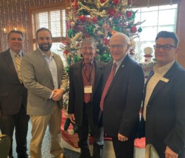 December 10 , 2021 - Pictured L to R: Union County Commissioner Jeff Reber, State Rep. David Rowe, Union County Commissioner Preston Boop, Sen. Yaw and Susquehanna River Valley Director Andrew Miller during the Bureau’s annual elected officials breakfast in Lewisburg. 12/10/21