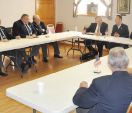 November 10, 2017 - Public officials and community leaders came together for a roundtable discussion regarding the opioid epidemic at American Legion Post 42 in Towanda on Friday, Nov. 10. The discussion touched on a number of issues including justice reform, harsher punishment for street dealers, and the expansion of treatment options and facilities, particularly for veterans. Photo by Cain Chamberlin, Wyalusing Rocket Courier 11/10/17