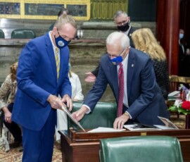 January 5, 2021 - Sen. Gene Yaw (R-23) was sworn into his fourth term during a ceremony at the State Capitol on Tuesday. 01/05/21