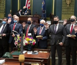 January 5, 2021 - Sen. Gene Yaw (R-23) was sworn into his fourth term during a ceremony at the State Capitol on Tuesday. 01/05/21