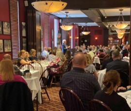 September 1, 2022 - Senator Yaw speaks to the crowd during the annual Develop Tioga Legislative Breakfast held in Wellsboro. 09/01