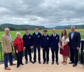 September 17, 2021 - Two Bradford County FFA’s made the trip to Montoursville on Friday for Senator Yaw’s annual “Breakfast Meeting on Agriculture.” Pictured with Sen. Yaw and Rep. Tina Pickett are students from Troy Area High School. 09/17/21