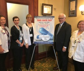 April 23, 2018 - State Sen. Gene Yaw and UPMC healthcare providers (L to R) Amber Morgan, Caty Thomas, Cindy Shaffer and Becky Hess join with the Drug Enforcement Administration to promote “National Prescription Drug Take Back Day” highlighting the importance of safe medication disposal. 04/23/18
