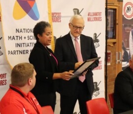 October 11, 2018 - Senator Yaw joined Williamsport Area School District students, teachers and administration to formally announce the district's participation in implementing the National Math and Science Institute's (NMSI) College Readiness Program through a $1.2 million state grant.
Funded over a three-year period, the program will work to ensure “more students have access to the challenging classes that will prepare them for future success.” Further, “the three-year program dramatically increases the number of students taking and earning qualifying scores on Advanced Placement (AP) math, science and English exams and has a proven track record of improving results for traditionally underserved and female students.” 10/11/18