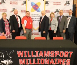 October 11, 2018 - Senator Yaw joined Williamsport Area School District students, teachers and administration to formally announce the district's participation in implementing the National Math and Science Institute's (NMSI) College Readiness Program through a $1.2 million state grant.
Funded over a three-year period, the program will work to ensure “more students have access to the challenging classes that will prepare them for future success.” Further, “the three-year program dramatically increases the number of students taking and earning qualifying scores on Advanced Placement (AP) math, science and English exams and has a proven track record of improving results for traditionally underserved and female students.” 10/11/18