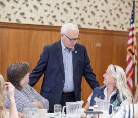 September 27,  2019  - Senator Yaw speaks with guests at his 2019 “Breakfast Meeting on Agriculture” in Lewisburg. 09/27/19