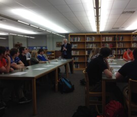 April 8, 2015 - Senator Yaw visited with students at Towanda High School in Bradford County to discuss the topic of leadership. 04/08/15