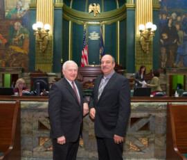 March 3, 2015 - Senator Yaw welcomed Susquehanna County Commissioner Alan Hall to the Senate Chamber. 03/03/15