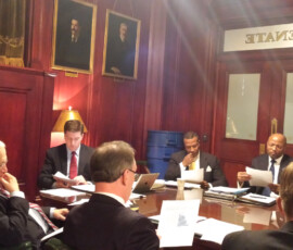 December 8, 2014 - Senator Yaw participates in a Senate Aviation Caucus meeting at the State Capitol Building. 12/08/14