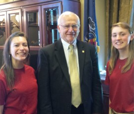 June 24, 2015 - Sen. Yaw joins American Legion Auxiliary Keystone Girls State participants Marisa Wildonger, Wyalusing Valley High School, Bradford County (left) & Julie Kasunic, Knoch High School, Butler County (right) 06/24/15