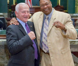 September 24, 2014 - Sen. Yaw meets boxing icon Larry "The Easton Assassin" Holmes during his recent visit to the PA State Capitol. 09/24/14