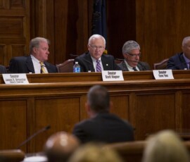 June 3, 2015 - Sen. Yaw questions Acting PA State Police Commissioner Marcus Brown during his confirmation hearing in Harrisburg. 06/03/15