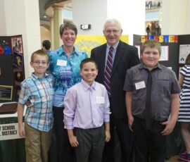 May 11, 2015 - Senator Yaw joined Montgomery Elementary School students from Lycoming County as they presented their projects during the annual PAECT Technology Showcase at the State Capitol Building. 05/11/15