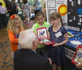 May 11, 2015 - Senator Yaw joined Montgomery Elementary School students from Lycoming County as they presented their projects during the annual PAECT Technology Showcase at the State Capitol Building. 05/11/15