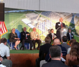 August 12, 2014 - Senator Yaw joined Governor Corbett, Representative Garth Everett and others to participate in a groundbreaking ceremony for a natural gas power generating station in Montgomery, Lycoming County. 08/12/14