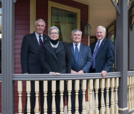 October 7, 2014 – (L to R) Dr. Robert Dunham, Chairman Emeritus of the Pennsylvania College of Technology Board, Dr. Davie Gilmour, President of the Pennsylvania College of Technology, Penn State President Eric Barron and Senator Yaw. The visit marked President Barron's first visit to the Penn College campus. 10/07/14