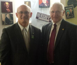 November 12, 2014 - Sen. Yaw greets Penn State’s new Dean of Ag Sciences Richard T. Roush at the State Capitol Building 11/12/14