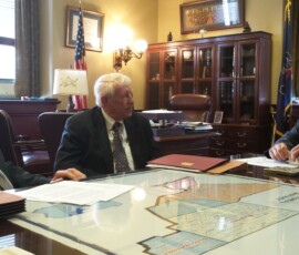 June 25, 2015 - Sen. Yaw meets with SEDA-COG Executive Director Dennis Robinson, Chief Bill Seigel and Public Relations Manager Liz Regan to discuss flood-related issues. 06/25/15