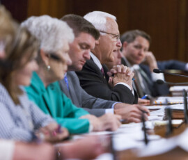 June 1, 2015 - Senator Yaw questions Acting Revenue Secretary Eileen McNulty during a joint hearing of the Environmental Resources & Energy Committee and Finance Committee to discuss implementation of a natural gas severance tax. 06/01/15