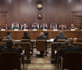 November 17, 2015 - Senator Yaw prepares to ask a question during the second public hearing of the Special Committee on Senate Address. 11/17/15