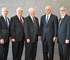 April 17, 2014 - Steve Johnson, President & CEO Susquehanna Health; Vince Matteo, President & CEO Williamsport/Lycoming Chamber of Commerce (WLCC); Senator Gene Yaw (R – PA23); Senator Dominic Pileggi (R-PA9 and PA Majority Leader); and Rick Dill, Chair of WLCC Board. 04/17/14